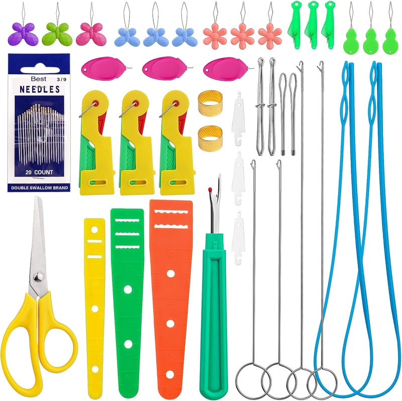 Fedmut 42 Pieces Needle Threaders Kit,Drawstring Threader Set,Threader Hand Machine Sewing for Sewing Crafting,Quilting, DIY Art,Universal Sewing Threaders Tool for Embroidery Needlework - Image 1